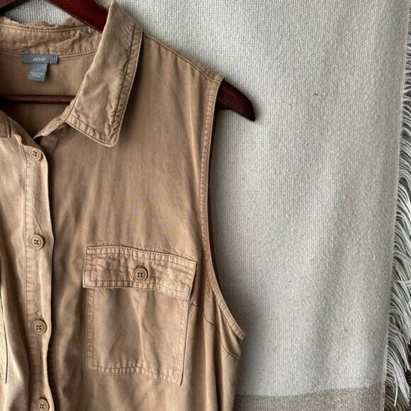 Aerie Sleeveless Utility Romper Playsuit Tan Large Safari Coastal Minimalist - Picture 9 of 16